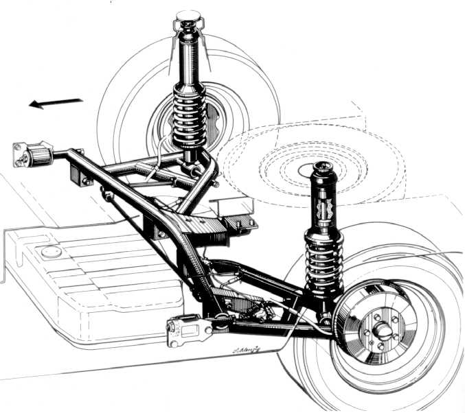 The rear suspensions of VW 411 left including engine and gearbox and VW K